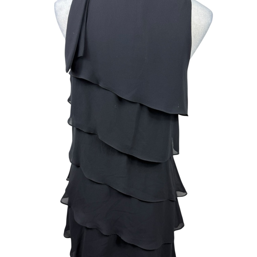 White House Black Market black asymmetrical tiered cocktail Dress size 10 - Picture 4 of 11